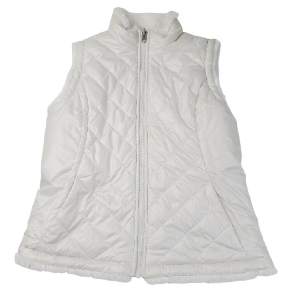 Nicole Miller Women's Icy White Original Sleeveless Quilt Snow Puffer Vest Sz M